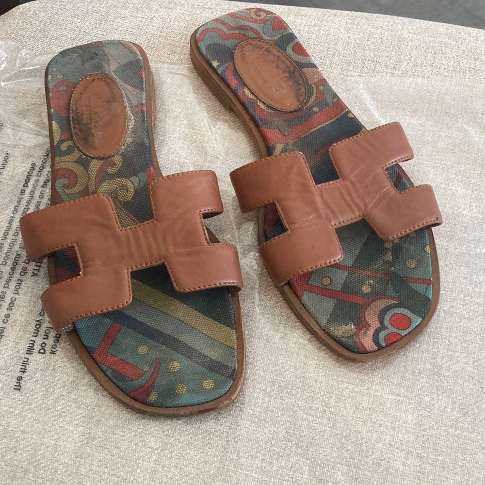 Leather Slide Sandals in Brown - Women Shoes - Picture 7 of 7